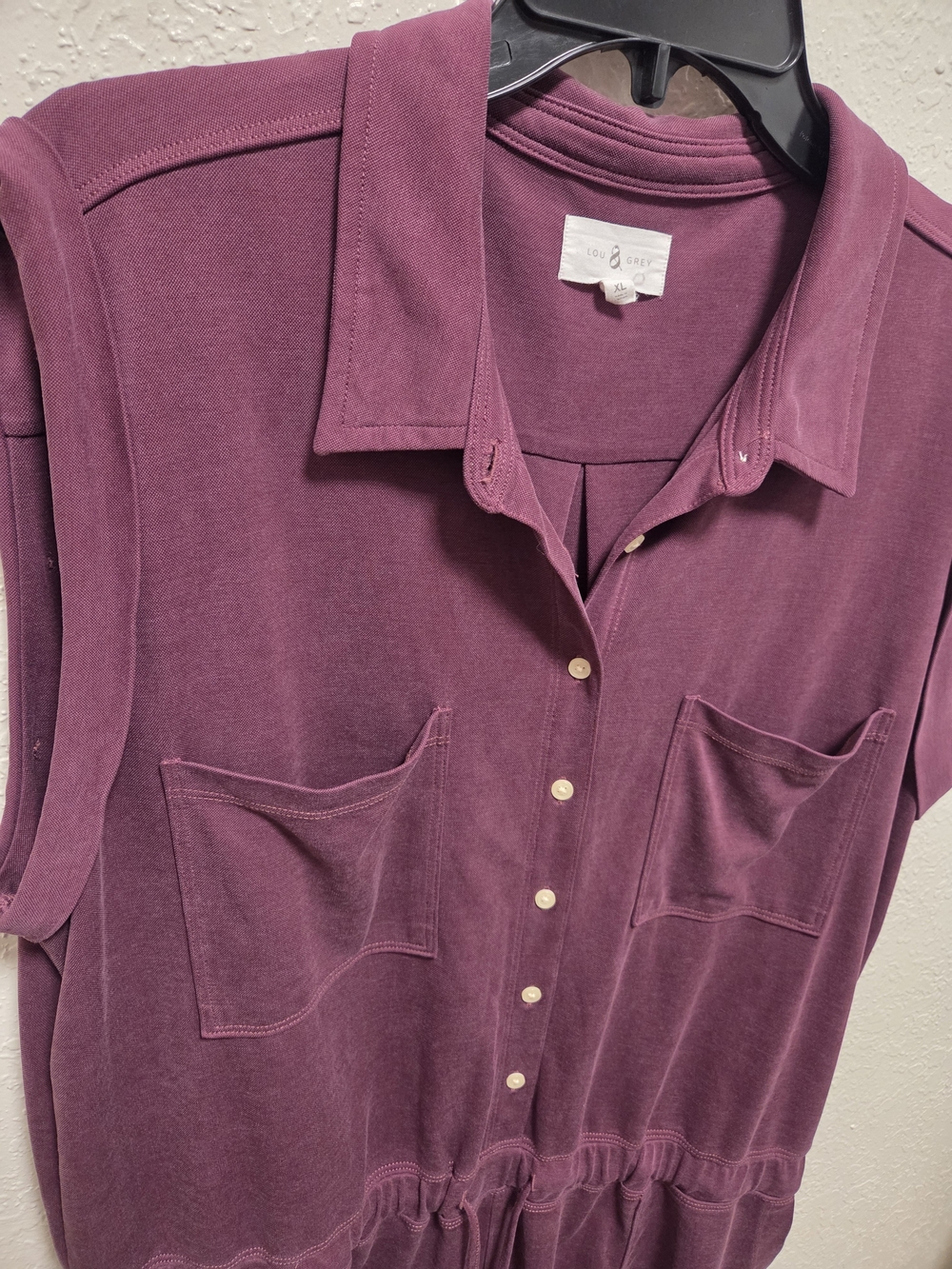 Sleeveless Button-Front Romper in Deep Plum - Picture 3 of 4